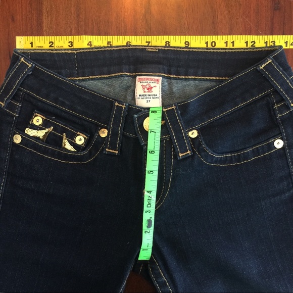 True Religion Crop Denim with Gold Sequins - Picture 5 of 6